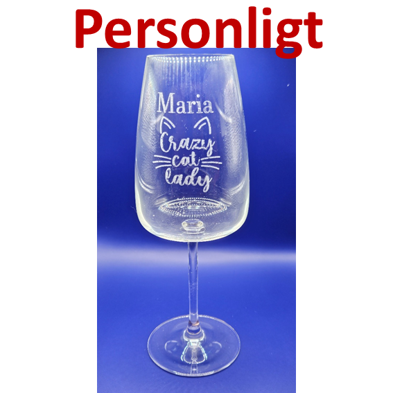 Graverat Vitvinsglas – Crazy Cat Lady – Personligt – 42 cl - Bild 2